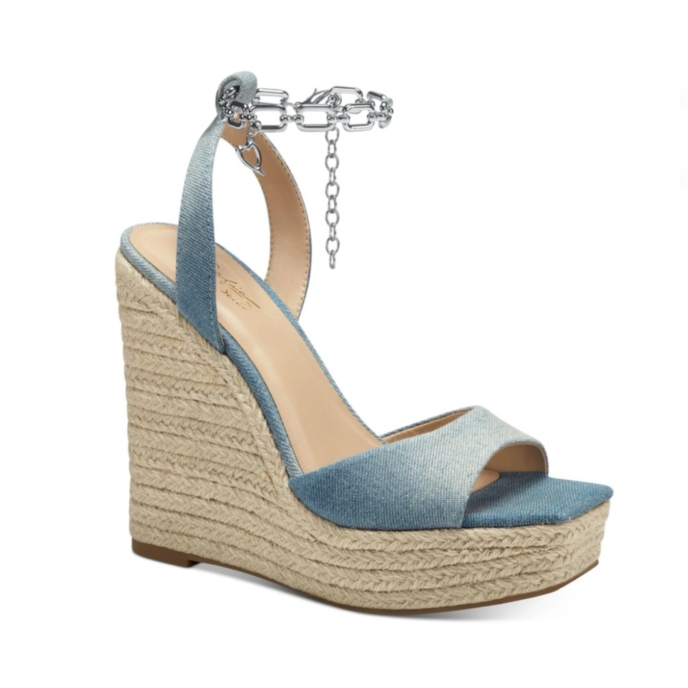 Blue Denim Wedge Sandals